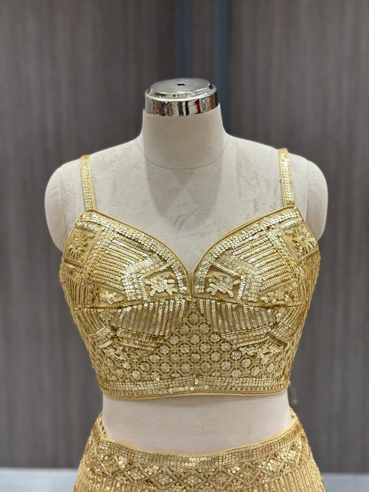 Regal Gold Sequinned Net Lehenga