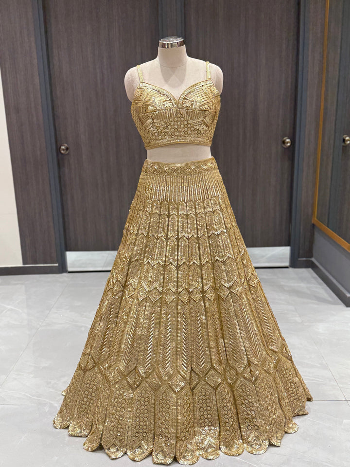 Regal Gold Sequinned Net Lehenga