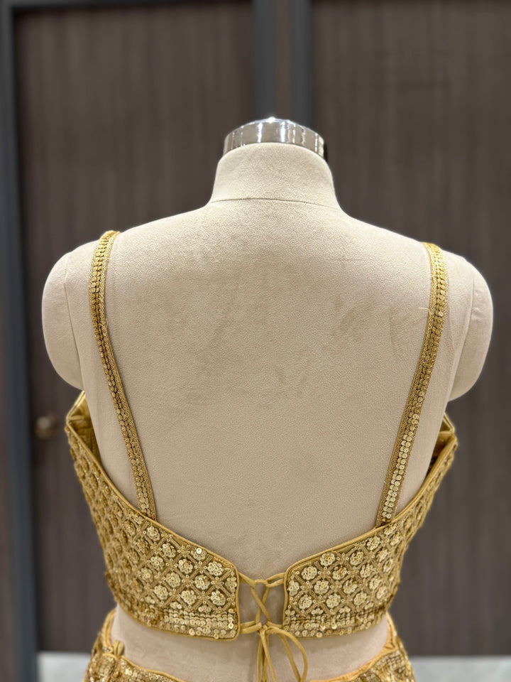 Regal Gold Sequinned Net Lehenga