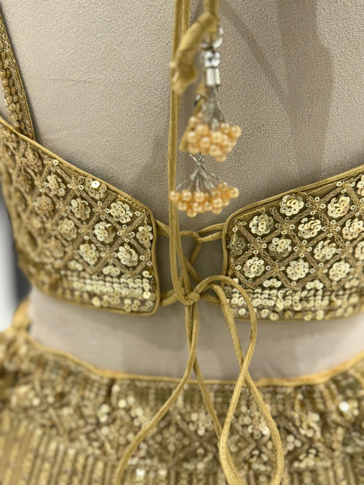 Regal Gold Sequinned Net Lehenga