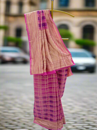 Dual Tone Pink and Purple Georgette Saree