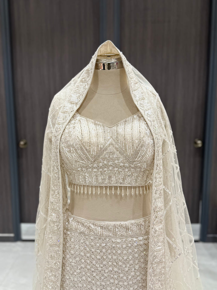 Ethereal Ivory Net Lehenga