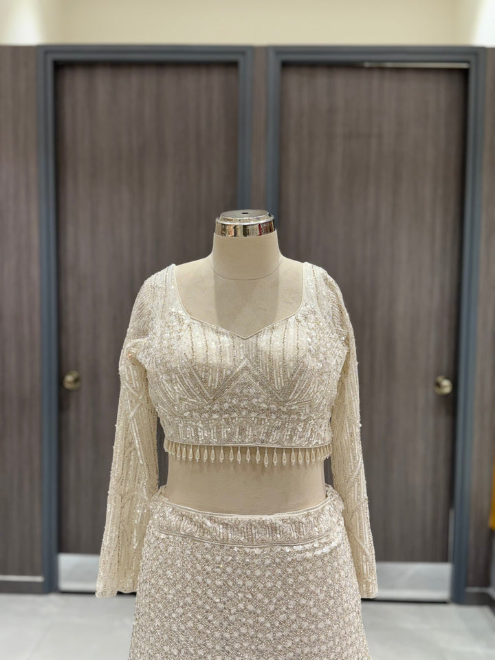 Ethereal Ivory Net Lehenga