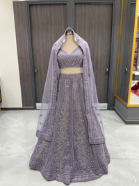 Elegant Lavender Net Lehenga
