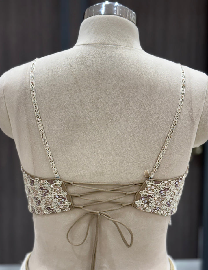 Luxurious Beige Net Lehenga