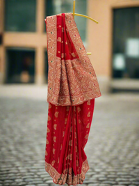 Exquisite Red Organza Saree