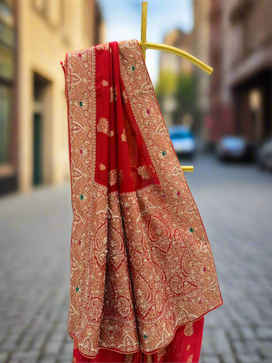 Exquisite Red Organza Saree