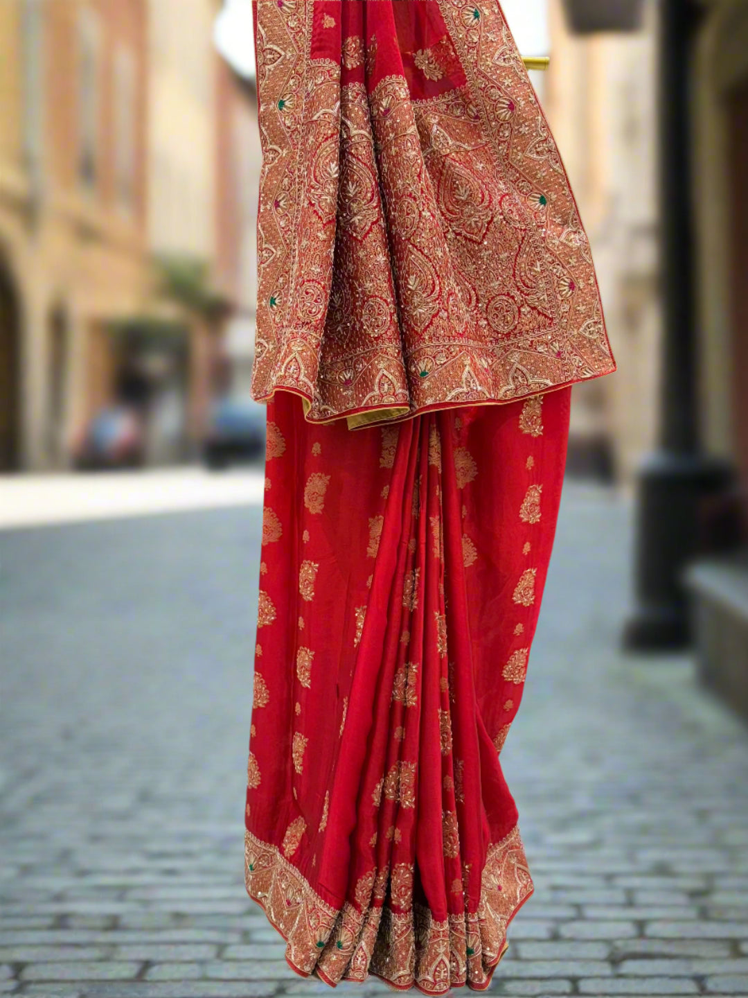 Exquisite Red Organza Saree