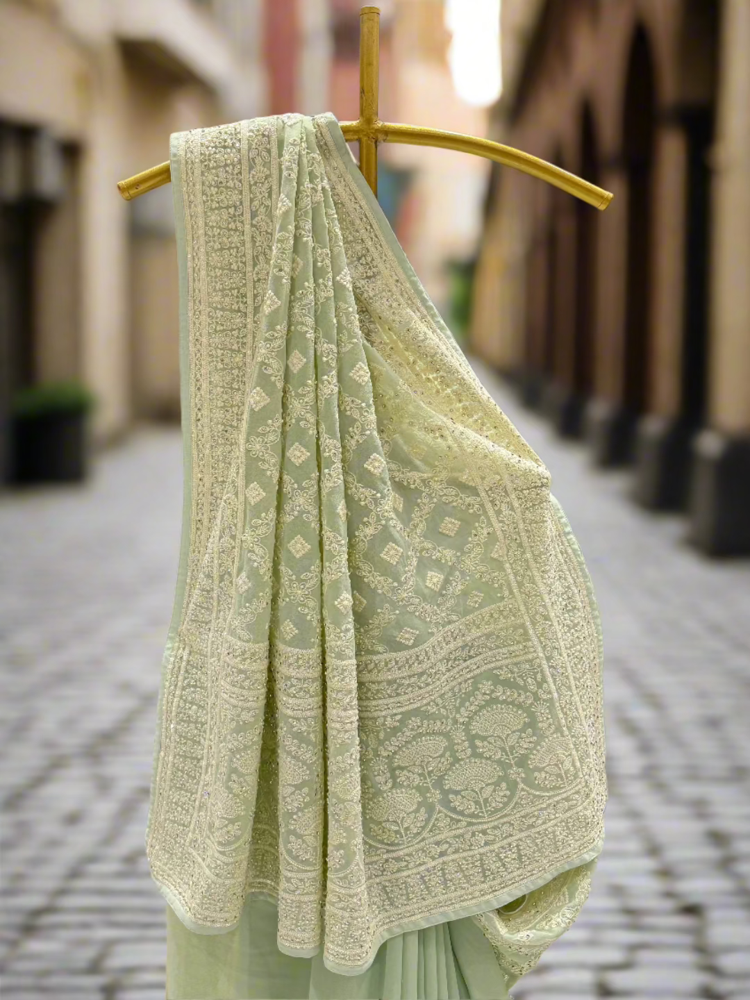 Sage Green Georgette Saree