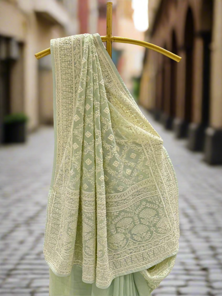 Sage Green Georgette Saree
