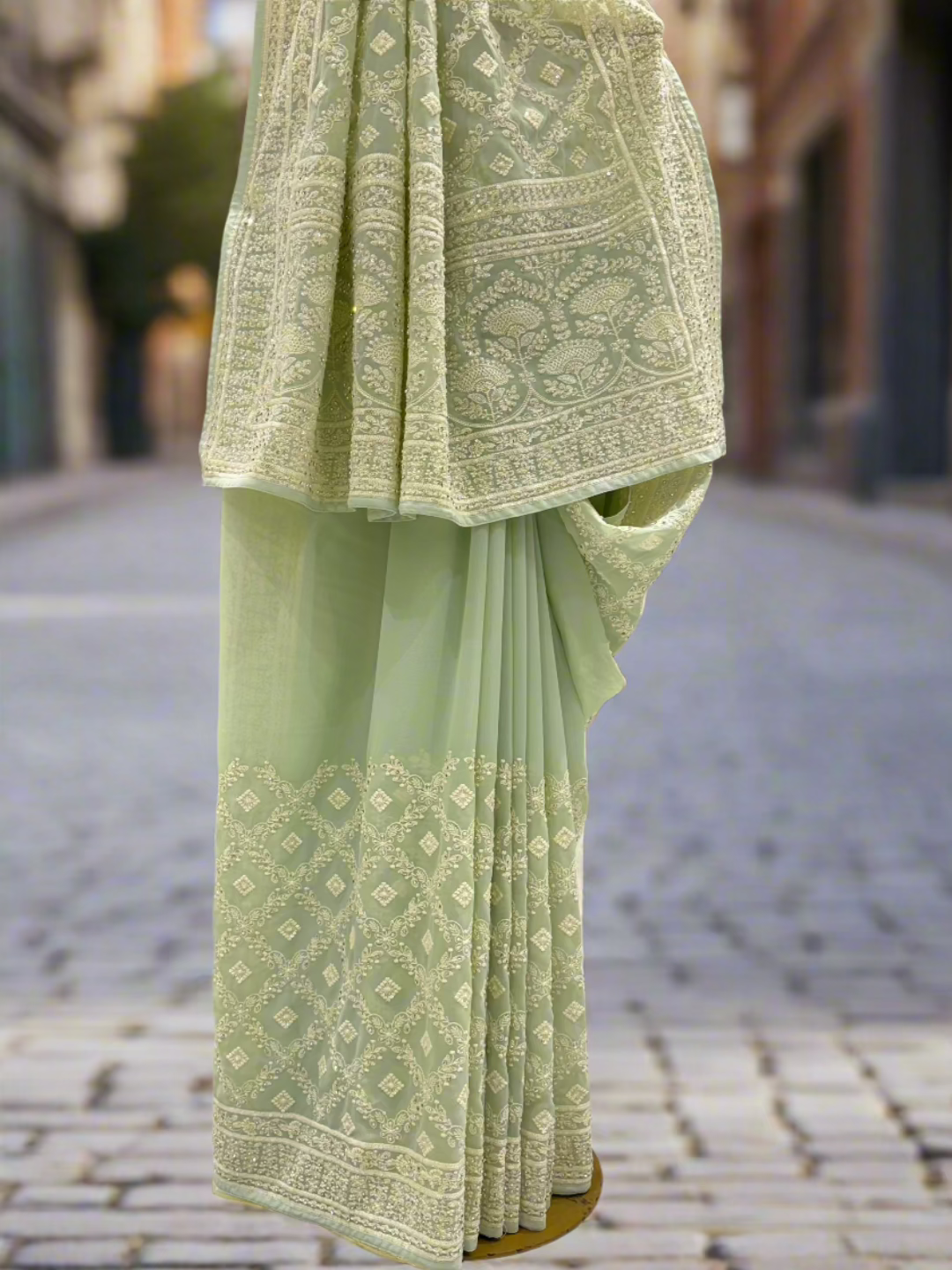 Sage Green Georgette Saree