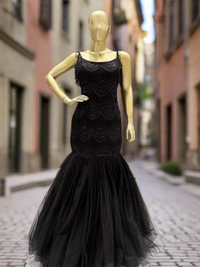 Black Net Fish-cut Style Gown