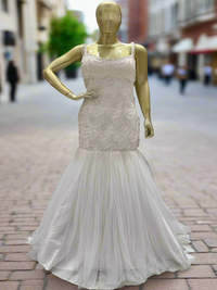 Ivory Net Fish-Cut Style Gown