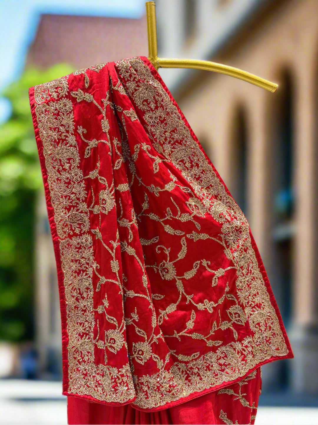 Red Crepe Saree