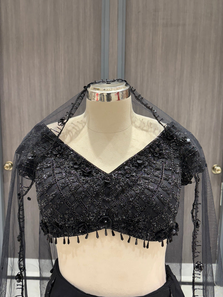 Black Flared Lehenga Set