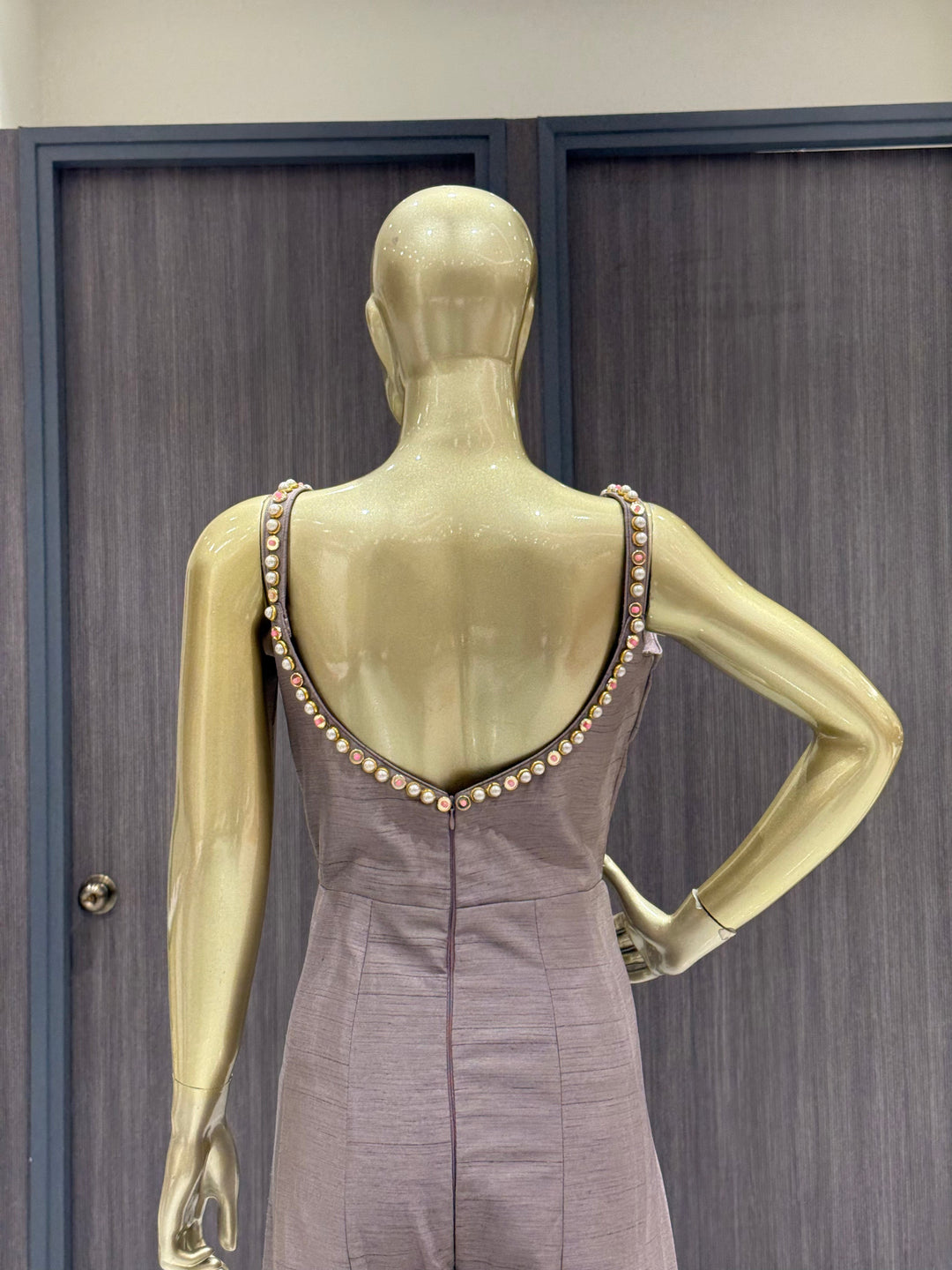 Taupe Embroidered Jumpsuit
