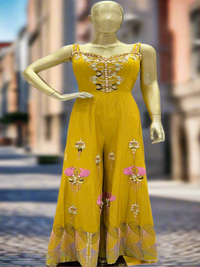Mustard Yellow Embroidered Jumpsuit