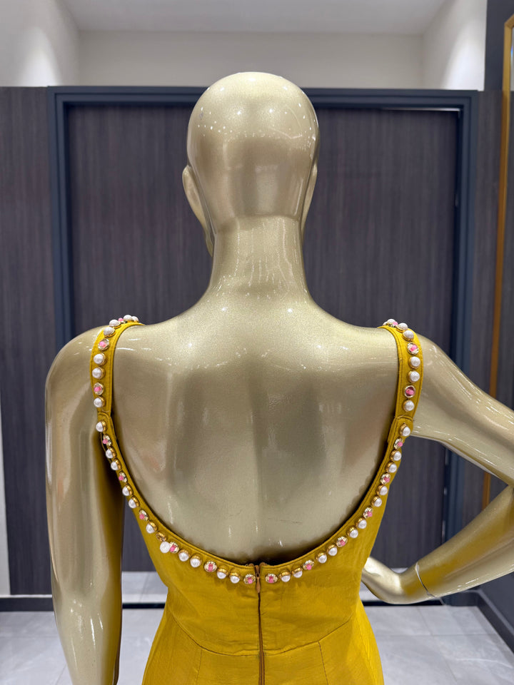 Mustard Yellow Embroidered Jumpsuit