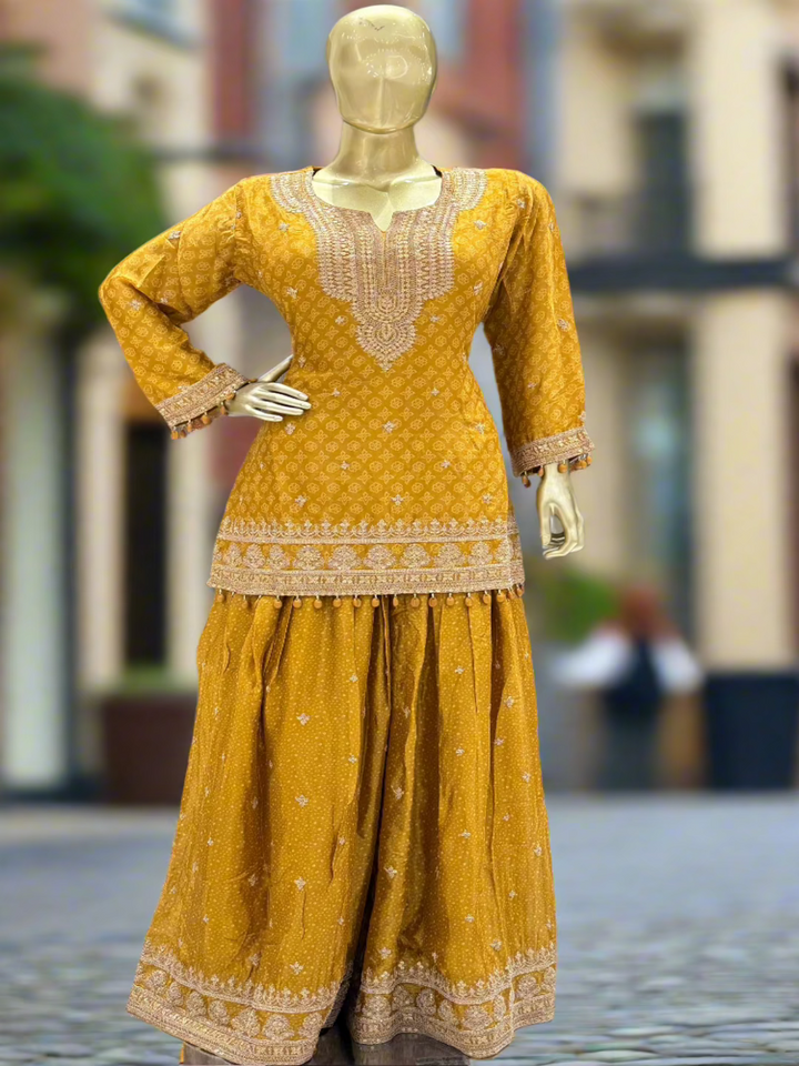 Mustard Yellow Readymade Sharara Set