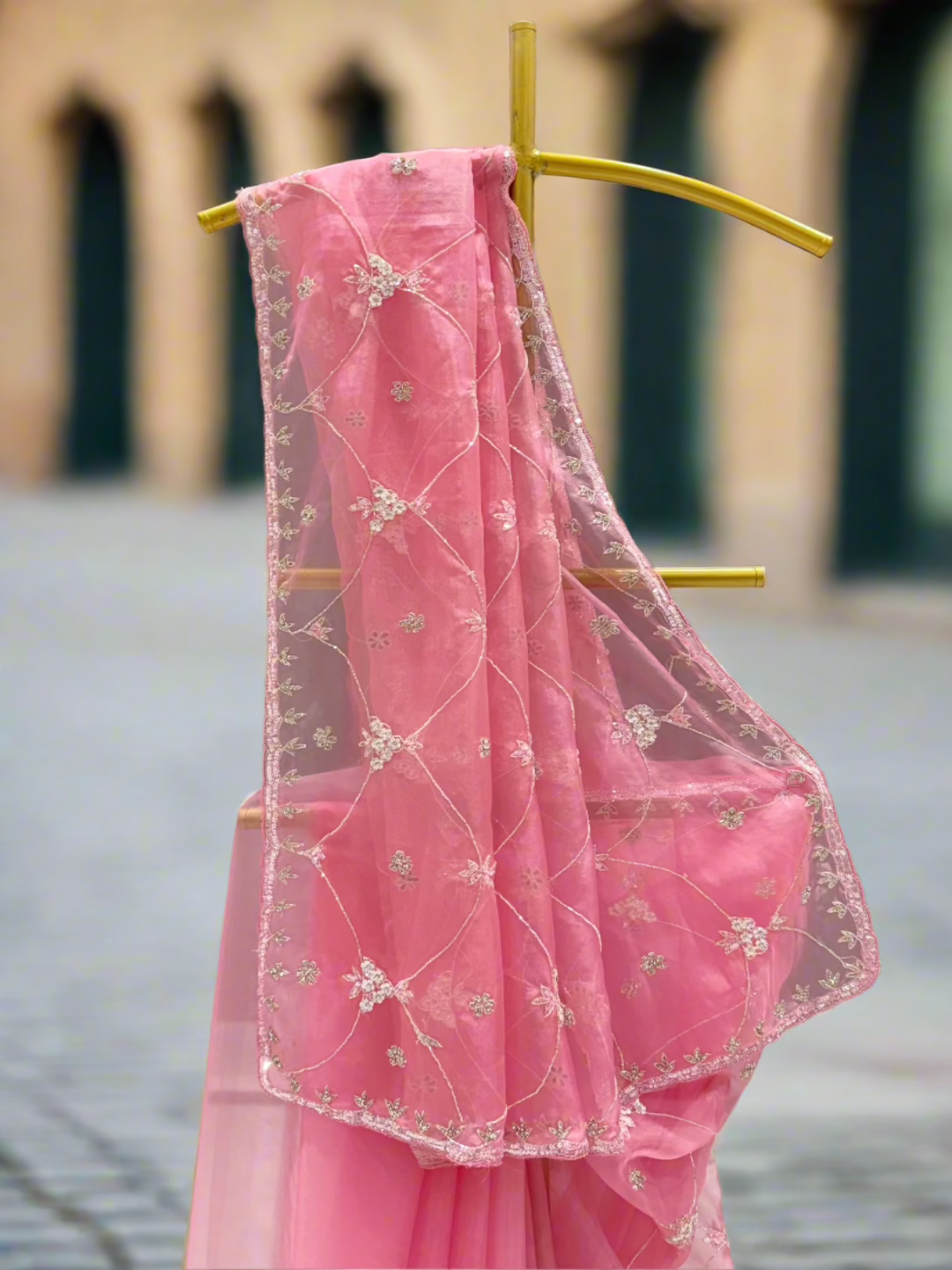 Baby Pink Tissue Saree