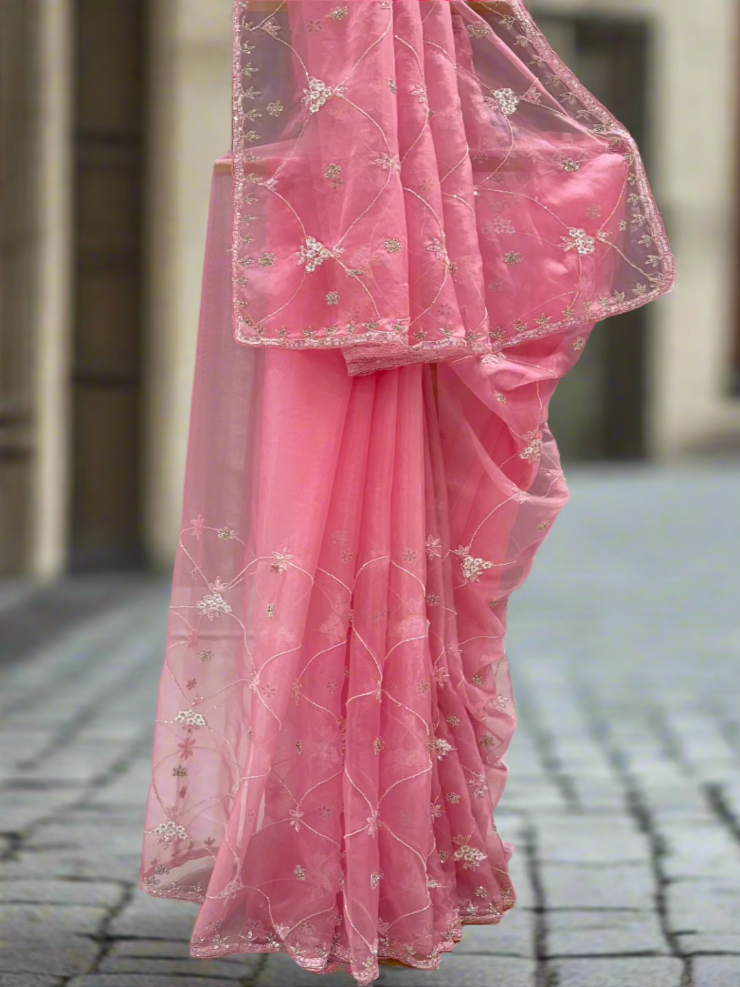 Baby Pink Tissue Saree