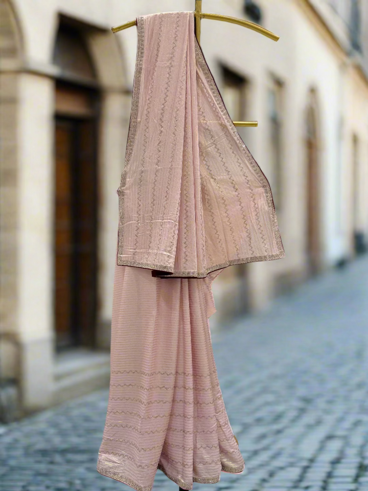 Blush Pink Textured Saree