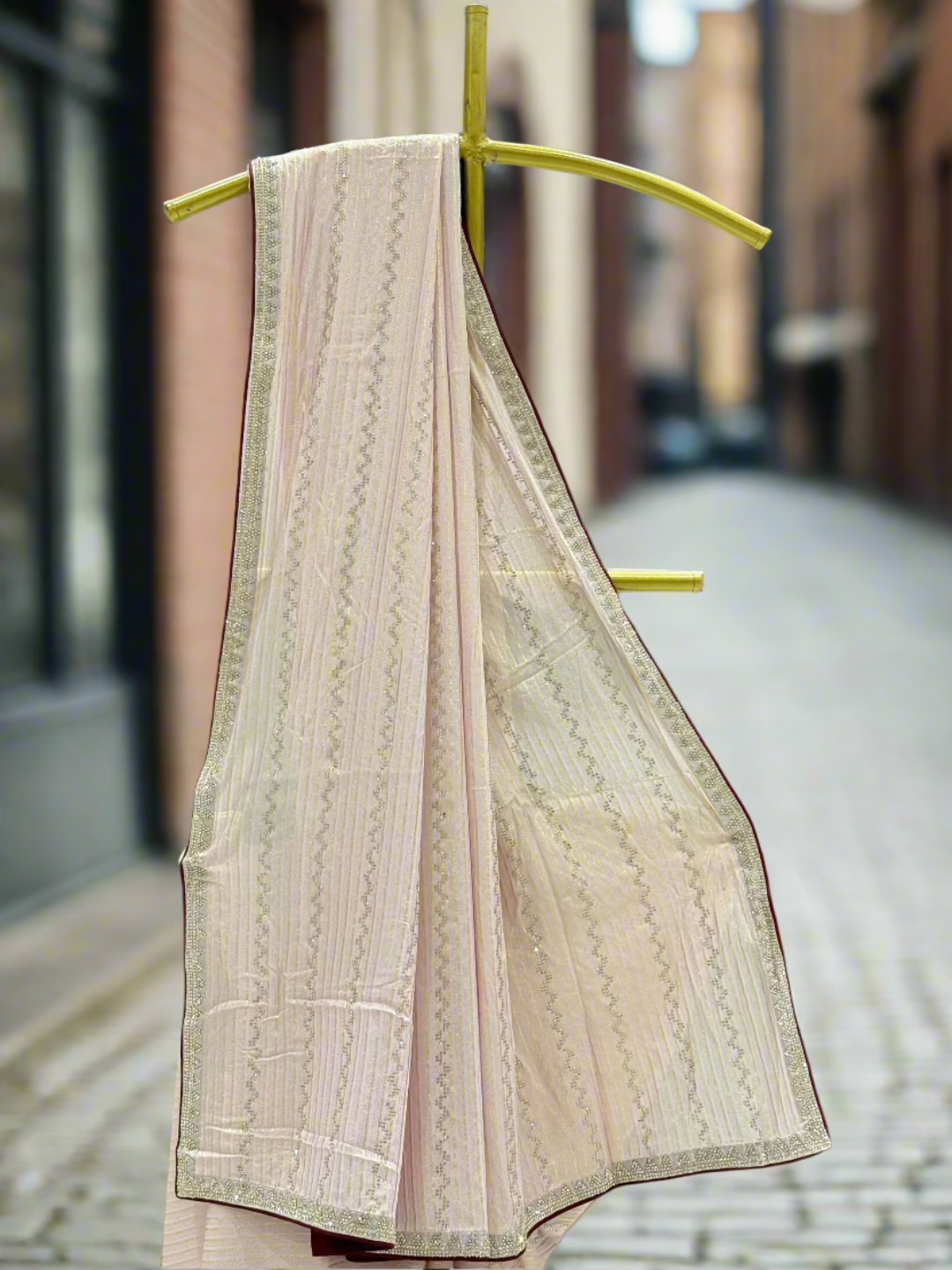 Blush Pink Textured Saree