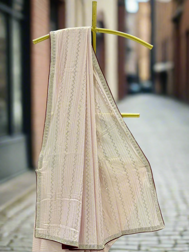 Blush Pink Textured Saree
