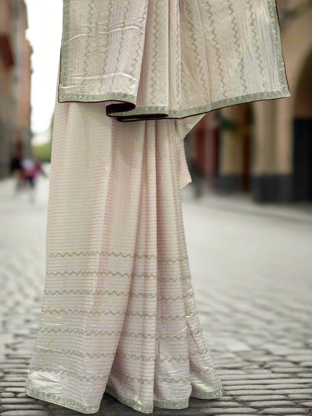 Blush Pink Textured Saree
