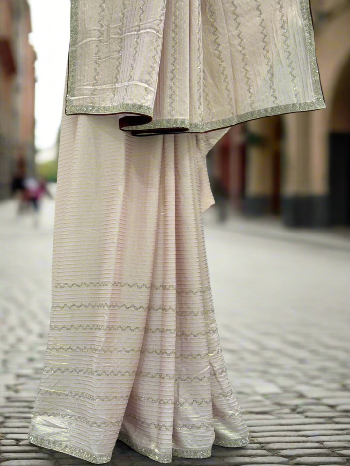 Blush Pink Textured Saree