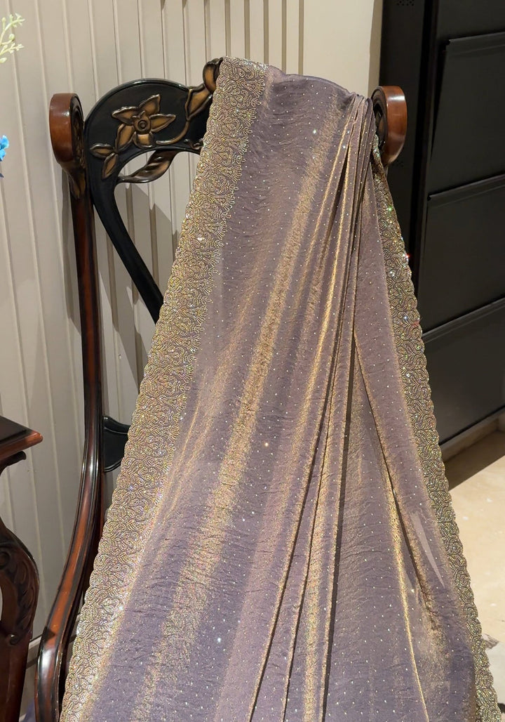 Shimmer Saree with All-Over Sparkle, Heavy Sequin Handwork Scallop Border