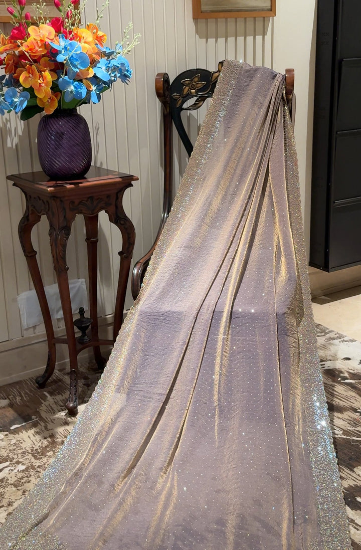 Shimmer Saree with All-Over Sparkle, Heavy Sequin Handwork Scallop Border