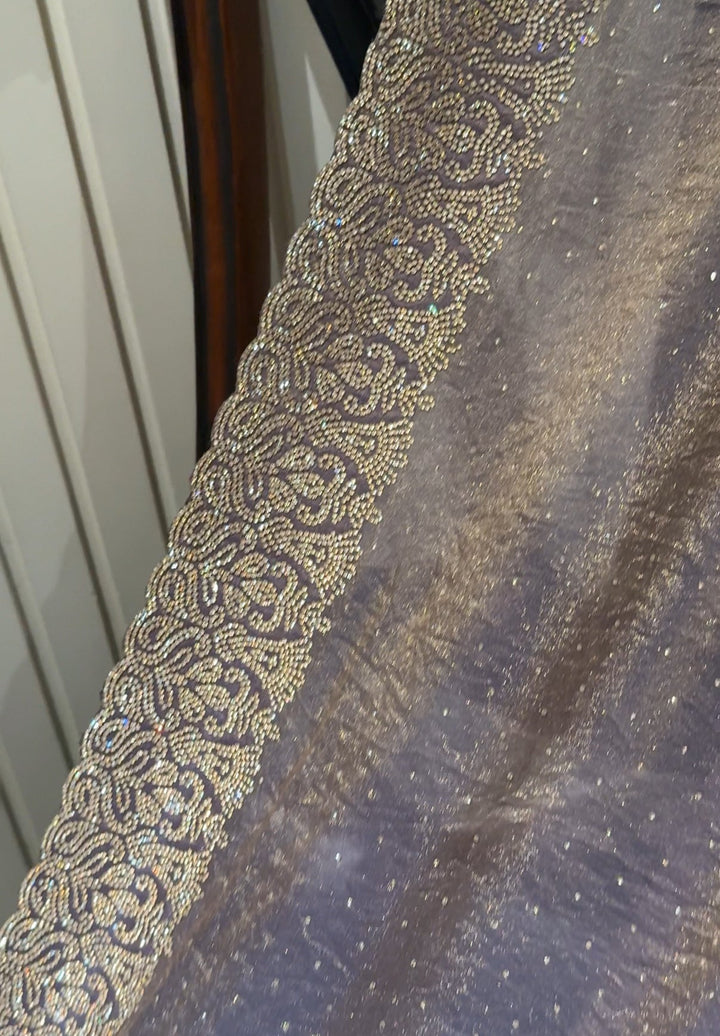 Shimmer Saree with All-Over Sparkle, Heavy Sequin Handwork Scallop Border