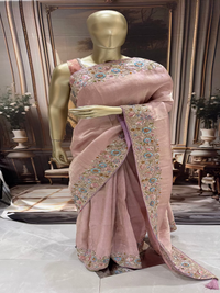 Baby Pink Embroidered Saree