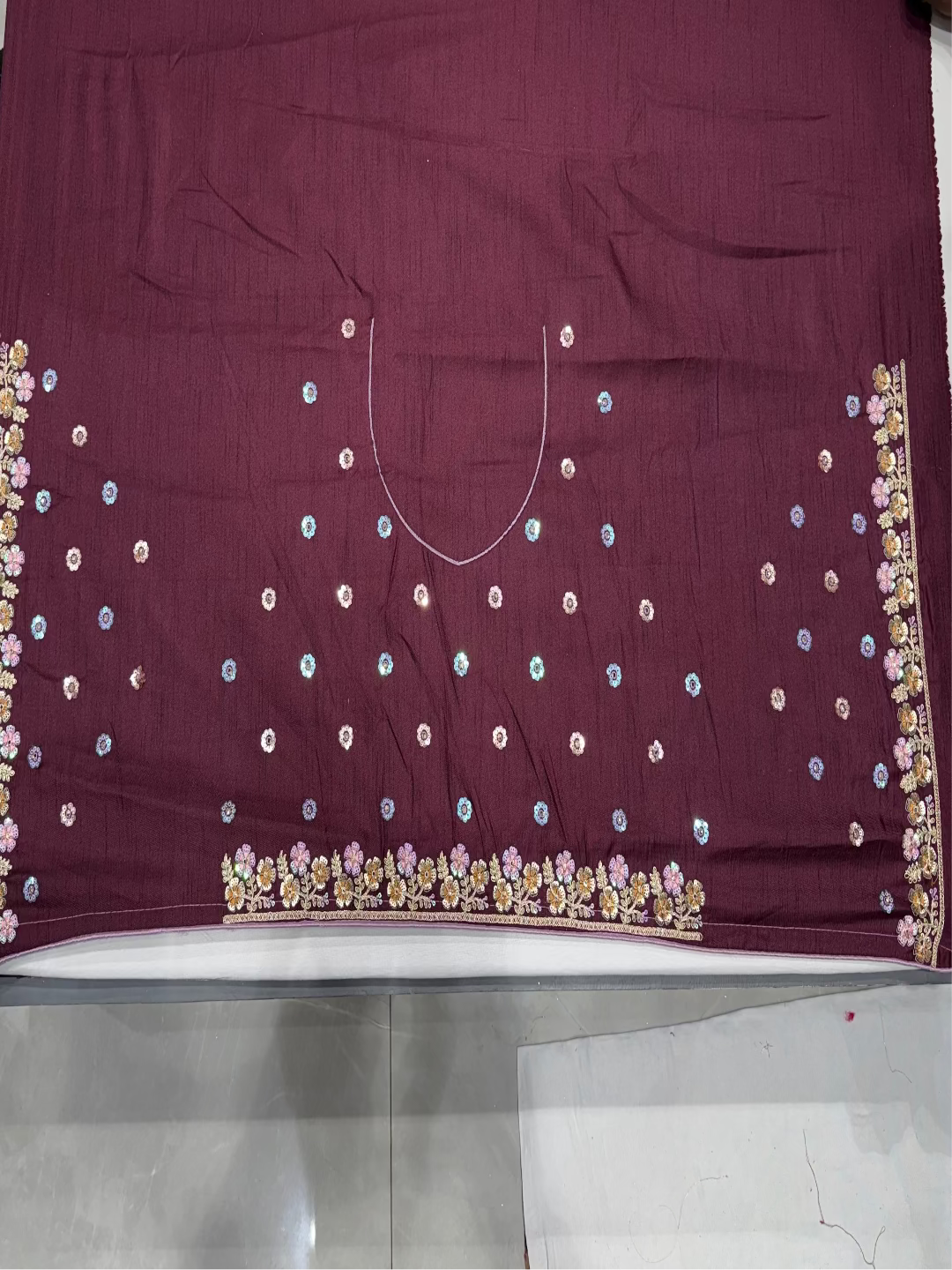 Baby Pink Embroidered Saree