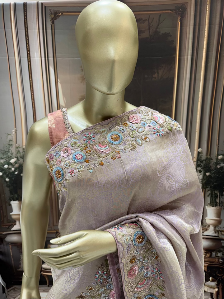 Blush Pink Embroidered Saree