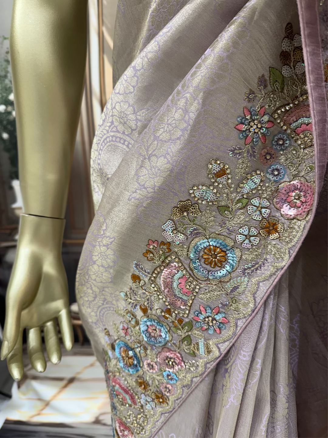 Blush Pink Embroidered Saree