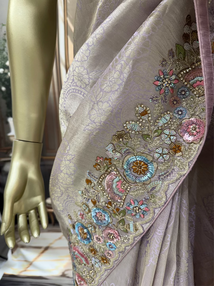 Blush Pink Embroidered Saree