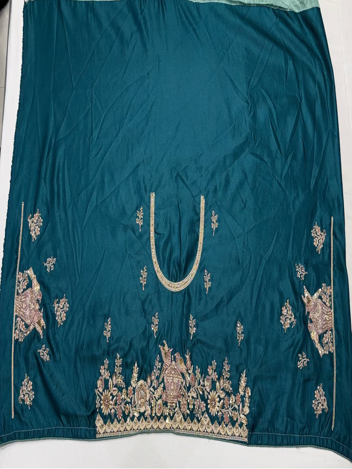 Mint Green Embroidered Saree