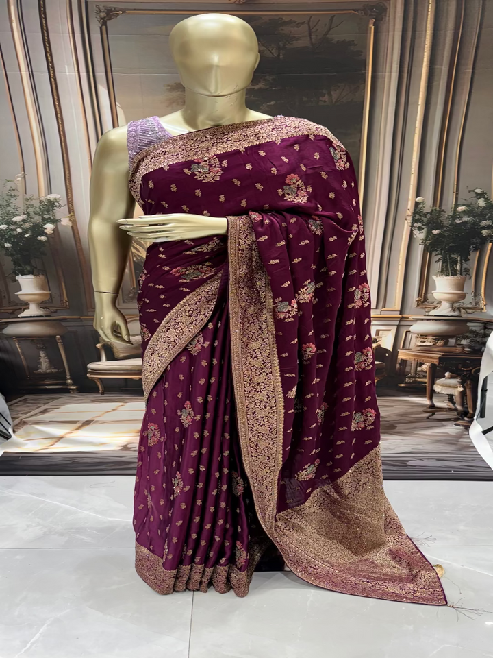 Magenta Banarasi Saree