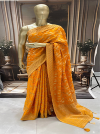 Mustard Yellow Banarasi Saree