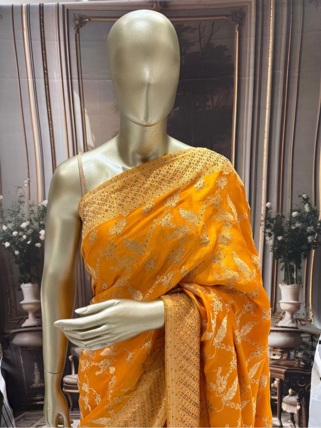 Mustard Yellow Banarasi Saree