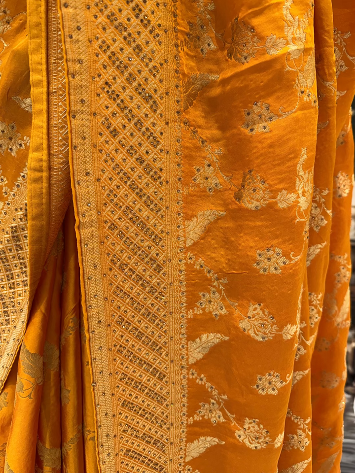 Mustard Yellow Banarasi Saree