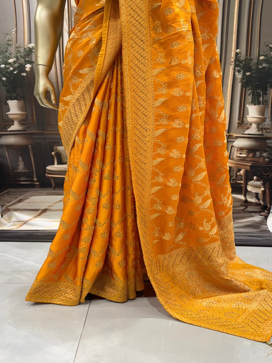 Mustard Yellow Banarasi Saree