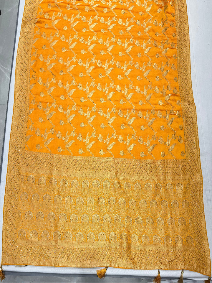 Mustard Yellow Banarasi Saree