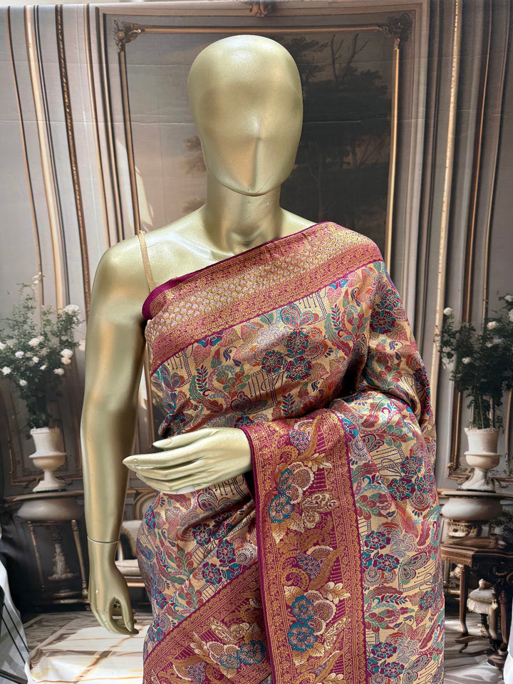 Wine Banarasi Saree