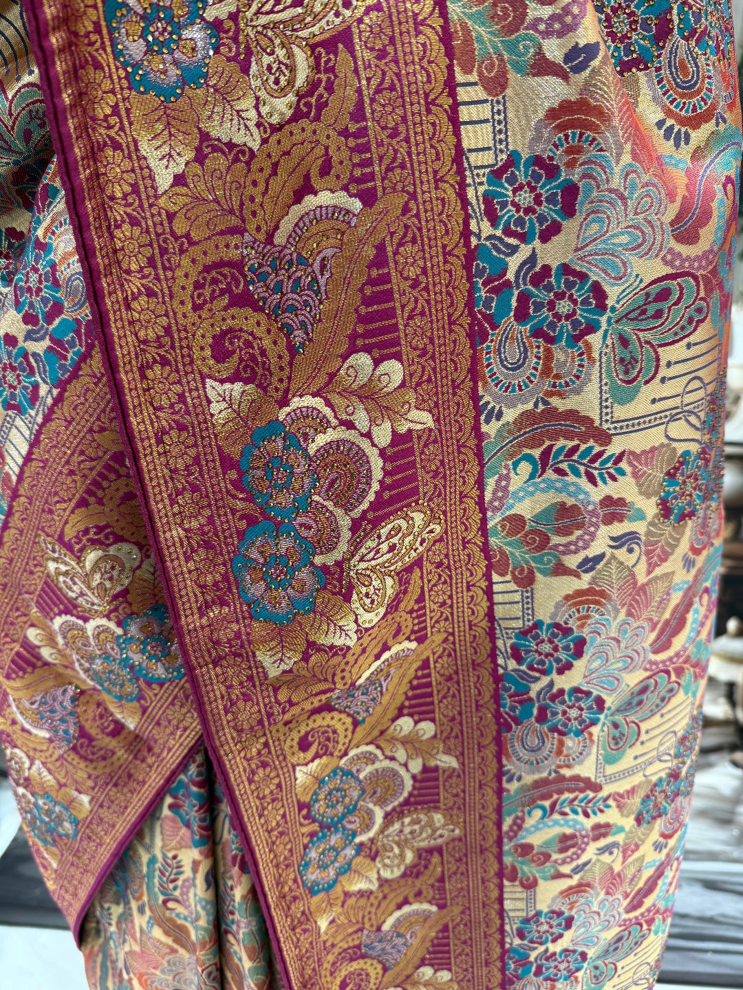 Wine Banarasi Saree