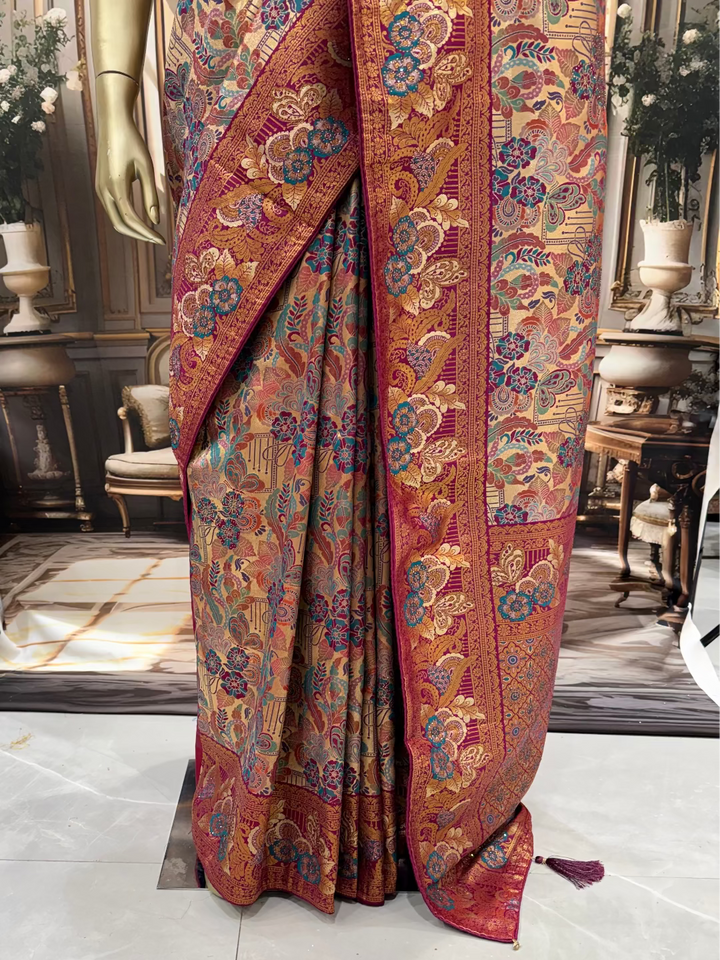 Wine Banarasi Saree