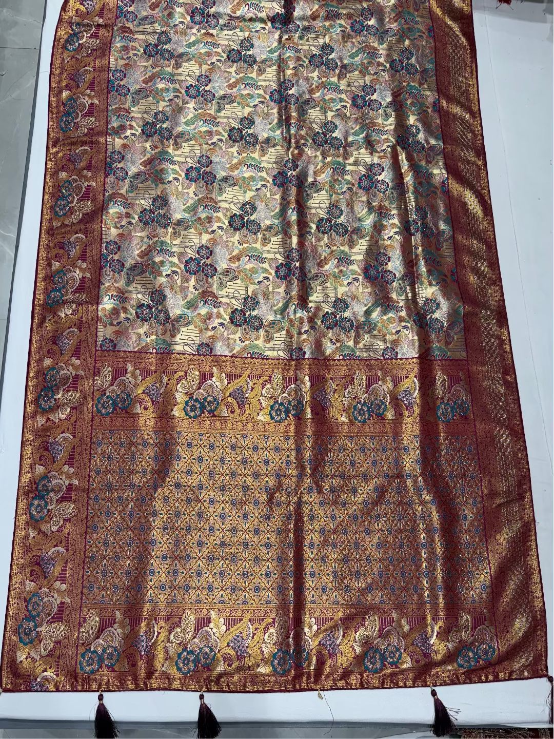 Wine Banarasi Saree