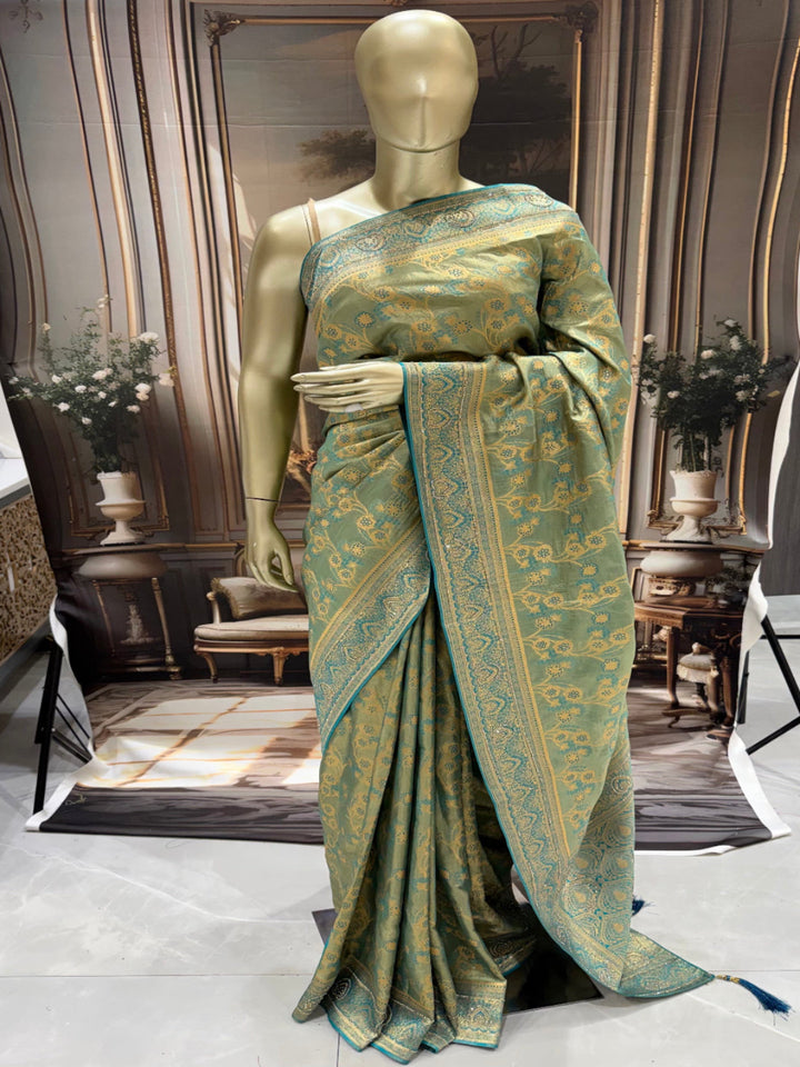 Green Art Silk Floral Saree